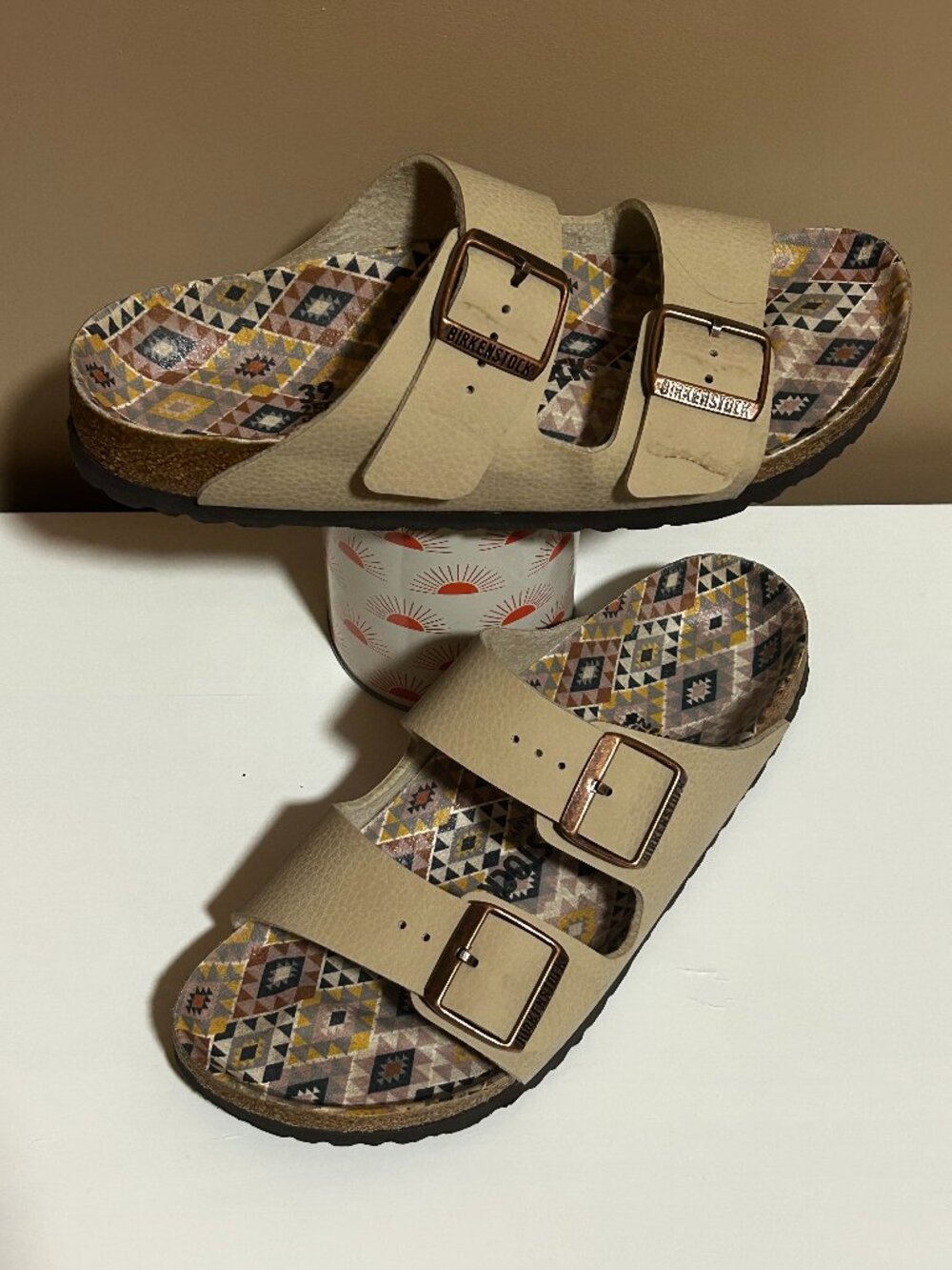 NWOT ladies BIRKENSTOCK sandals shoes Arizona print sz 39 or 8.5 NARROW